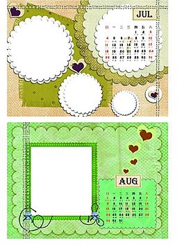 2010年7月8月相册日历模板图片