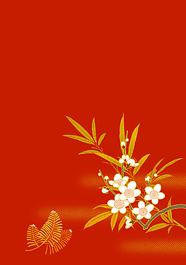 红底白花清淅底纹花纹素材