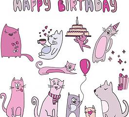 可爱小狗小猫生日素材图片