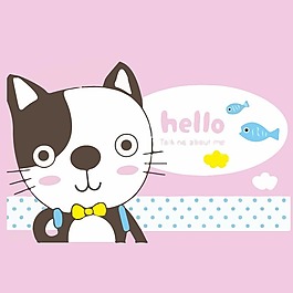印花矢量图 卡通 动物 猫鱼 免费素材