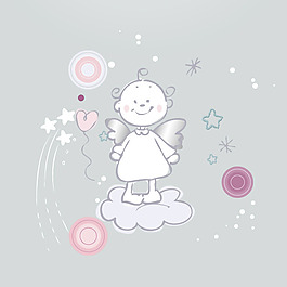 印花矢量图 可爱卡通 卡通人物 天使 几何 免费素材