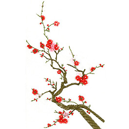 绣花 花朵 梅花 树枝 小鸟 免费素材