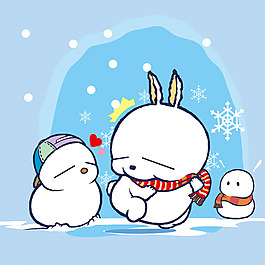 印花矢量图 可爱卡通 卡通形象 流氓兔 雪人 免费素材
