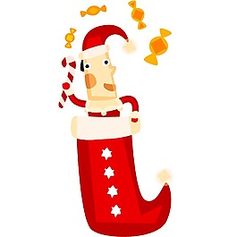 印花矢量图 可爱卡通 圣诞节 男孩 圣诞袜 免费素材