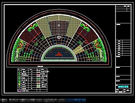 半圆形广场景观绿化设计cad图