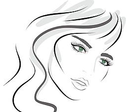 矢量线描美女头像素材