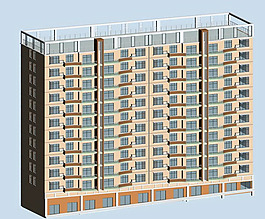 平板式高层住宅商业楼3d模型