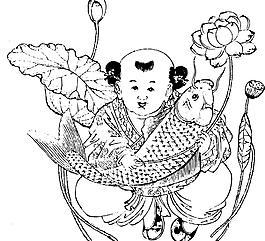 福娃抱鲤鱼 鲤鱼 年年