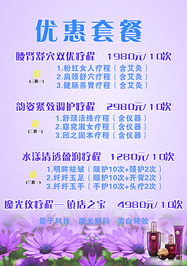 优惠套餐 价格表 美容 养生 海报 单页
