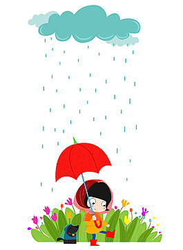 下雨天 插画 漫画 壁纸 适量 卡通