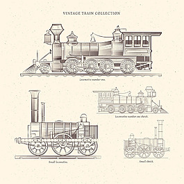 复古风格手绘火车插图