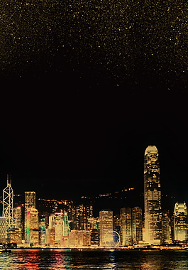 星空夜景香港旅游广告背景素材