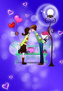 千里姻缘一线牵七夕节展板矢量