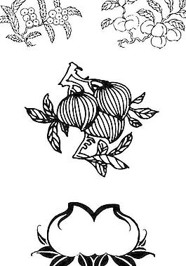 植物 瓜果纹 桃子 桔子 水果纹图片