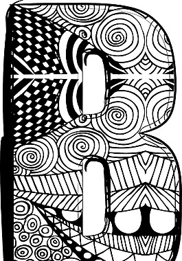 字母b的抽象画矢量图