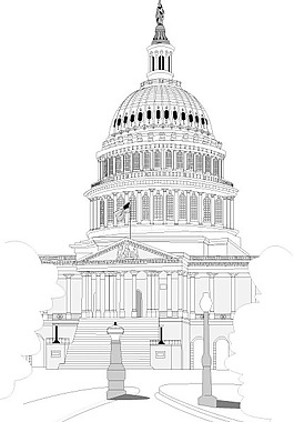 白宫线描