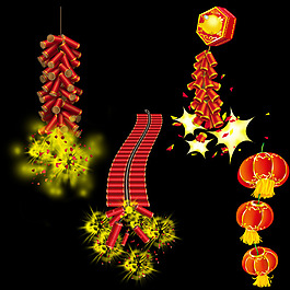 鞭炮灯笼春节国庆节日喜庆素材