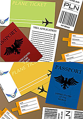 出国证件机票设计矢量素材