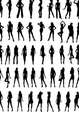 女孩动作剪影矢量素材图片唯美女性调色图片时尚女性剪影图片人体模特