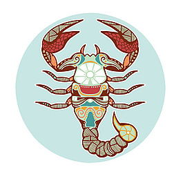 印花矢量图 动物 蝎子 十二星座 巨蟹座 免费素材