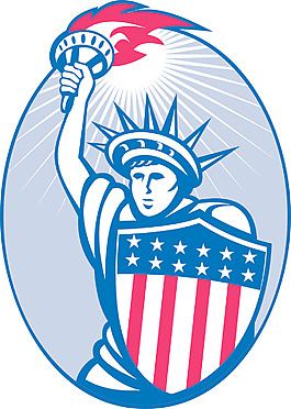 火炬和盾牌的自由女神像