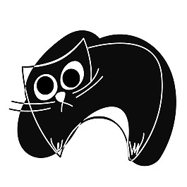 印花矢量图 可爱卡通 卡通动物 猫 黑白色 免费素材