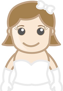 新婚夫人穿着白色的矢量卡通人物