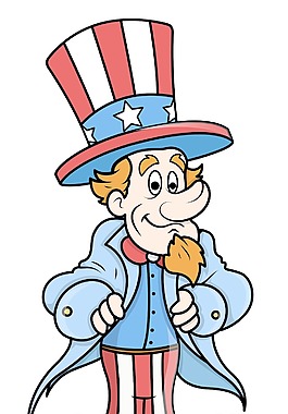 快乐可爱的叔叔山姆卡通矢量图