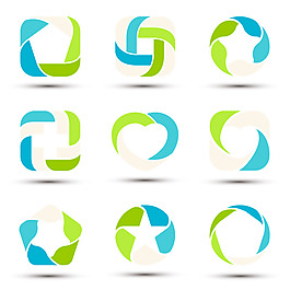 清新彩色环形标志矢量素材