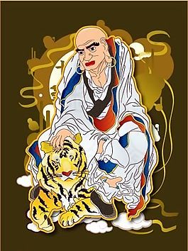 伏虎罗汉 18罗汉 宗教人物 ai