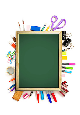 小黑板与文具背景