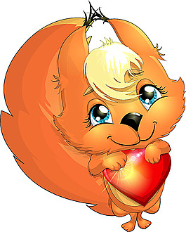 抱着爱心的卡通松鼠