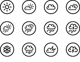 天氣預報圖標矢量模板