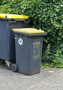 黄色吨,垃圾桶,废弃物