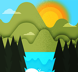 太阳下山背景素材