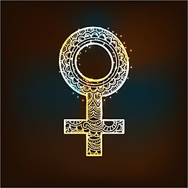 黑暗背景与妇女节装饰符号