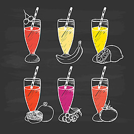 黑板粉笔效果各种果汁插图