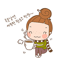 韩国喝咖啡场景矢量图24