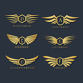 简约时尚金色的翅膀双翼标志