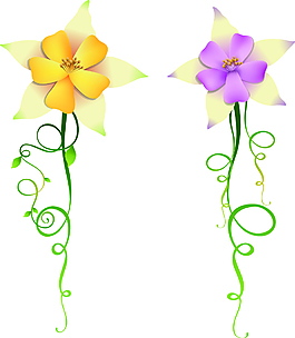 矢量花卉彩色藤蔓素材