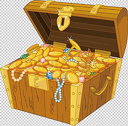 卡通金银财宝箱子免抠png透明图层素材
