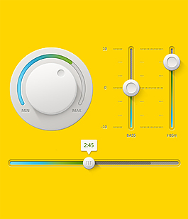 实体质感网页ui进度条滑块滚动条旋转按钮