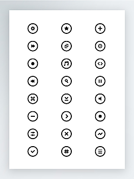 黑白圓形常用標誌圖標集