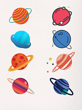 考通手绘圆环星球png素材