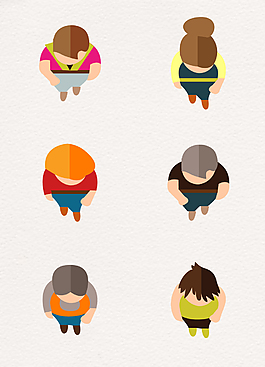 卡通人物顶视图矢量素材