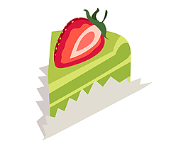 卡通小清新抹茶蛋糕元素