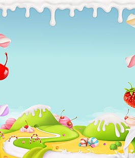 手绘卡通奶油背景