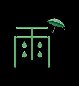 雨下雨雨伞艺术字字体设计
