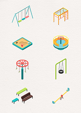 手绘儿童娱乐设施素材设计