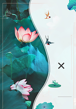 中国风荷塘月色荷花背景